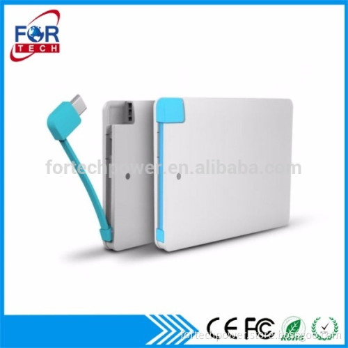 2017 Ultra slim power bank for mi 2000mah smart power bank with USB micro cable for business gift
